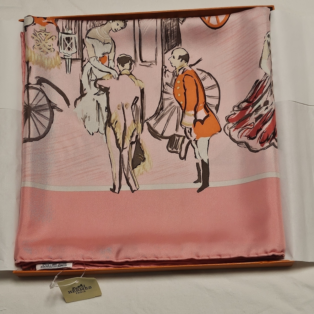 NWT Hermès Soirée de Gala Scarf Malabar / Rose Dragee 90 cm In Box - Picture 4 of 14